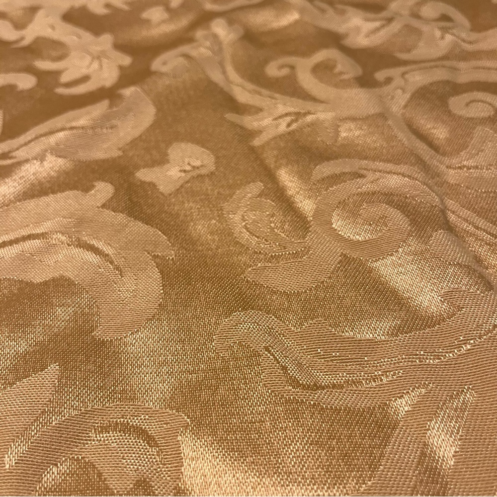 Gold Yellow Rectangular Damask Paisley Tablecloth Holiday Christmas Party Sateen